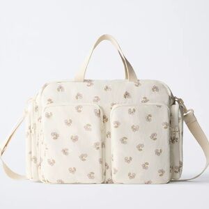 Zara Cream Floral Diaper Bag with changing mat